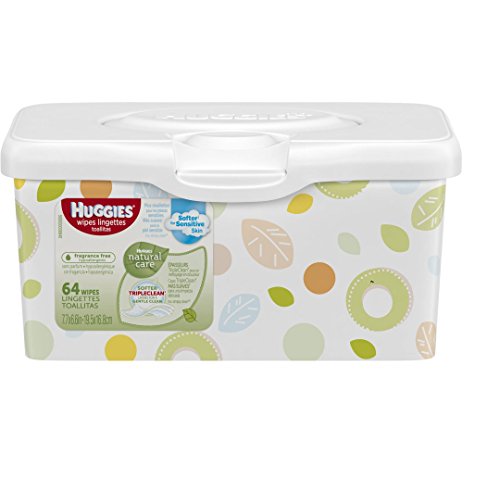 0781624762436 - HUGGIES NATURAL CARE BABY WIPES, TUB, 64 WIPES, UNSCENTED, HYPOALLERGENIC, ALOE AND VITAMIN E