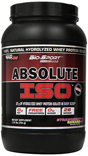 0781624823380 - BIO-SPORT USA ABSOLUTE ISO, NATURAL HYDROLYZED WHEY PROTEIN ISOLATE WITH NO ARTIFICIAL SWEETENERS, NATURALLY FLAVORED STRAWBERRY BANANA, 28 SERVINGS BY BIO SPORT