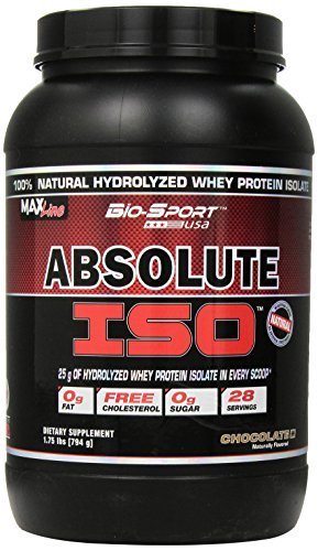 0781624856364 - BIO-SPORT USA ABSOLUTE ISO, NATURAL HYDROLYZED WHEY PROTEIN ISOLATE WITH NO ARTIFICIAL SWEETENERS, NATURALLY FLAVORED CHOCOLATE, 28 SERVINGS BY BIO SPORT