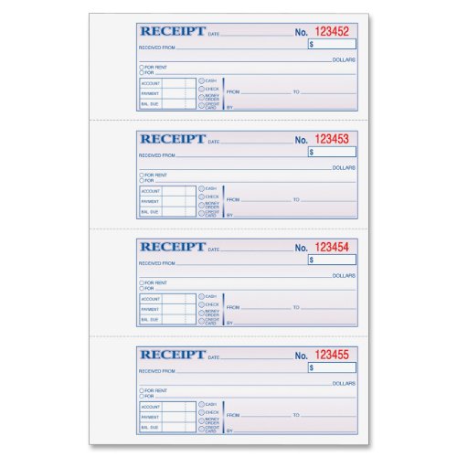 0781624963277 - ADAMS MONEY AND RENT RECEIPT, 7.63 X 11 INCHES, 2-PARTS, CARBONLESS, 4 PER PAGE, 200 SETS, WHITE AND CANARY, (DC1182)