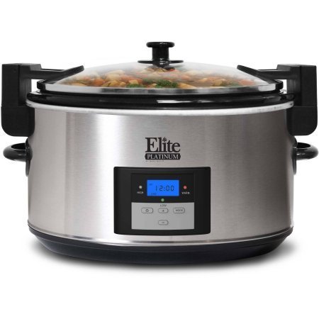 0781761467928 - NEW! ELITE PLATINUM MST-900VXD 8.5-QUART STAINLESS STEEL PROGRAMMABLE SLOW COOKER W/ LOCKING LID, COOL-TOUCH HANDLES & KNOBS, DISHWASHER-SAFE, STONEWARE POT COOKS MEALS UP TO 10 PEOPLE
