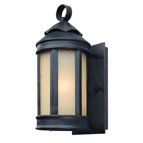 0782042673939 - TROY LIGHTING B1460AI ANDERSONS FORGE COLLECTION 1-LIGHT EXTERIOR WALL LANTERN, ANTIQUE IRON FINISH WITH IVORY SEEDED GLASS