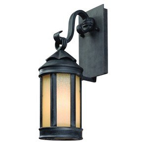 0782042673946 - TROY LIGHTING B1461AI ANDERSONS FORGE COLLECTION 1-LIGHT EXTERIOR WALL LANTERN, ANTIQUE IRON FINISH WITH IVORY SEEDED GLASS