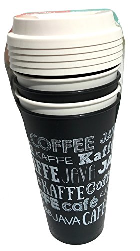 0782298937229 - ALADDIN 5 REUSABLE TO-GO CUPS (CAFE', JAVA, COFFEE) BLACK & WHITE CHALKBOARD