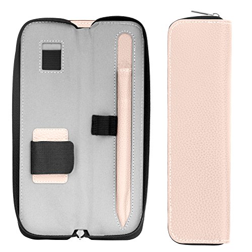 0782301241602 - APPLE PENCIL HOLDER CASE - MOKO PREMIUM PU LEATHER CASE CARRYING BAG SLEEVE POUCH COVER FOR APPLE IPAD PRO PENCIL / PEN (WITH BUILT-IN POCKET AND HOLDER), ROSE GOLD