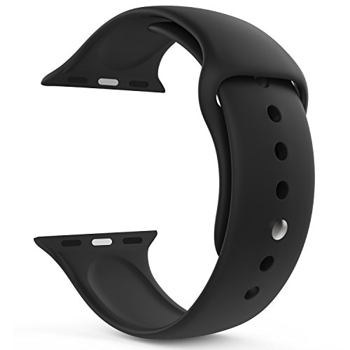 0782301302877 - MOKO APPLE WATCH BAND SERIES 1 SERIES 2, SOFT SILICONE REPLACEMENT SPORTS BAND FOR 38MM APPLE WATCH 2015 & 2016 ALL MODELS, BLACK (NOT FIT 42MM VERSIONS)