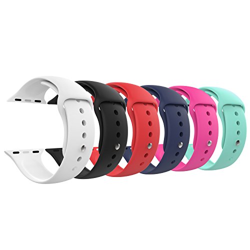 0782301303515 - MOKO APPLE WATCH BAND SERIES 1 SERIES 2, SOFT SILICONE REPLACEMENT SPORTS BAND FOR APPLE WATCH 38MM 2015 & 2016 ALL MODELS, WRIST LENGTH 5.11-7.08, SMALL SIZE, MULTI COLORS A (NOT FIT 42MM VERSIONS)