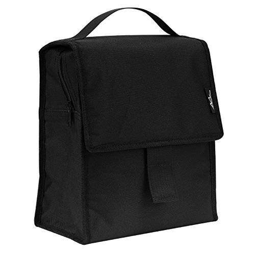 0782301331457 - INSULATED LUNCH BAG, MOKO REUSABLE OUTDOOR TRAVEL PICNIC SCHOOL LUNCH BOX COLLAPSIBLE TOTE BAG WITH FRONT POCKET, ZIPPER AND VELCRO CLOSURE, FOLDABLE & MULTI-USE FOR MEN, WOMEN AND KIDS - BLACK