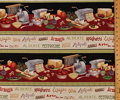 0782301399402 - COTTON AL DENTE KITCHEN PASTA FOOD COOKING VEGETABLES ITALIAN COTTON FABRIC PRINT BY YARD Q1655-44044-239