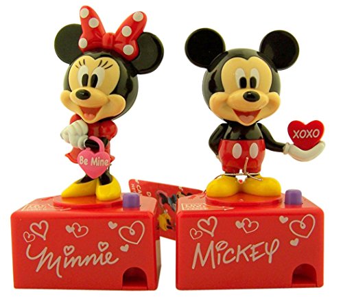 0782301637627 - MICKEY AND MINNIE MOUSE TALKING VALENTINES CANDY DISPENSER, SET OF 2