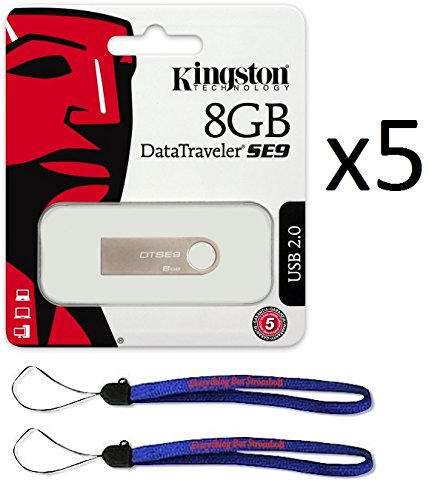 0782398957561 - KINGSTON FLASH DRIVE 5 PACK DTSE9H/8GB DATATRAVELER USB 2.0 THUMB DRIVE PEN DRIVE JUMP DRIVE WITH EVERYTHING BUT STROMBOLI LANYARDS
