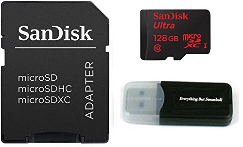 0782398958186 - SANDISK MICRO SDXC ULTRA MICROSD TF FLASH MEMORY CARD 128GB 128G CLASS 10 FOR GOPRO HERO 3 BLACK, SILVER, & WHITE EDITION CAM CAMERA GO PRO W/ EVERYTHING BUT STROMBOLI MEMORY CARD READER...