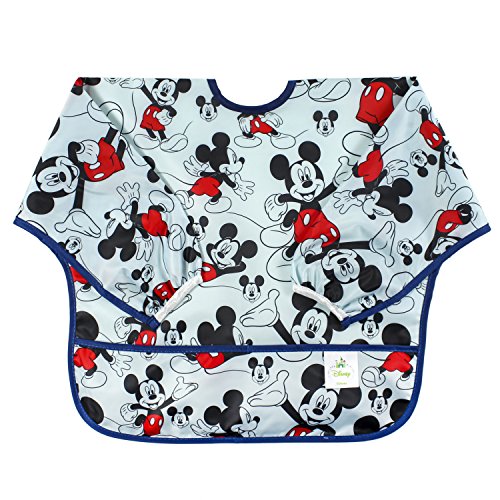0782462987449 - BUMKINS DISNEY MICKEY MOUSE SLEEVED BIB / BABY BIB / TODDLER BIB / SMOCK, WATERPROOF, WASHABLE, STAIN AND ODOR RESISTANT, 6-24 MONTHS - CLASSIC