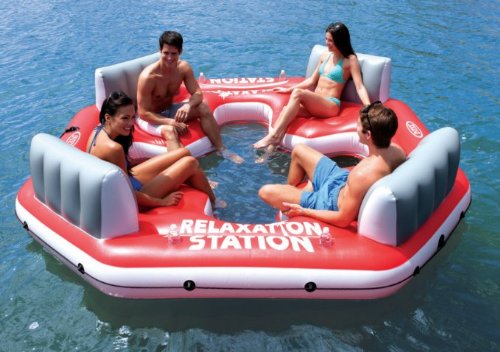 0078257302390 - INTEX PACIFIC PARADISE RELAXATION STATION WATER LOUNGE 4-PERSON RIVER TUBE RAFT