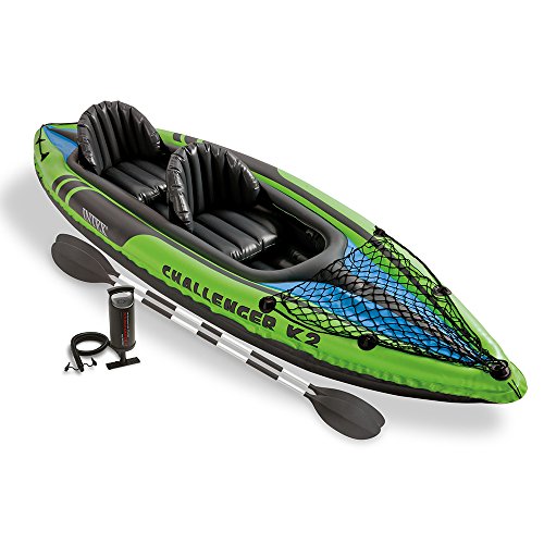 0782573149286 - INTEX CHALLENGER K2 KAYAK, 2-PERSON INFLATABLE KAYAK SET WITH ALUMINUM OARS AND HIGH OUTPUT AIR PUMP