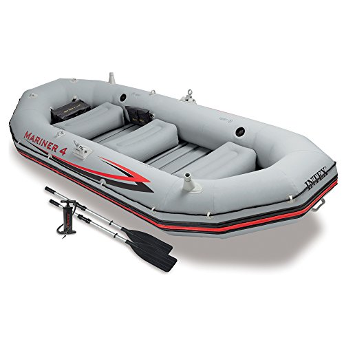0078257315048 - INTEX MARINER 4, 4-PERSON INFLATABLE BOAT SET WITH ALUMINUM OARS AND HIGH OUTPUT AIR PUMP
