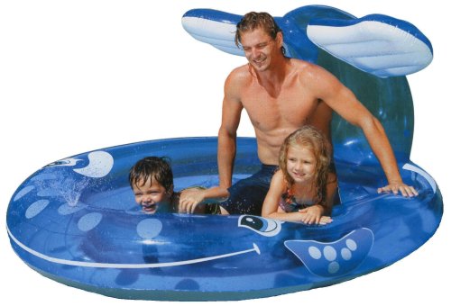 0078257564354 - INTEX INFLATABLE WHALE SPRAY KIDDIE POOL - HOLDS UP TO 91 GALLONS (82X62X39)