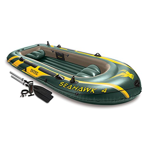 0078257683512 - INTEX SEAHAWK 4, 4-PERSON INFLATABLE BOAT SET WITH ALUMINUM OARS AND HIGH OUTPUT AIR PUMP