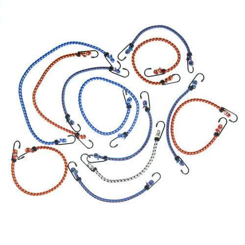 0783010128703 - 12PC BUNGEE CORD VALUE PACK MEDIUM LENGTH COATED HOOKS STRAPS TIE DOWN TRANSPORT