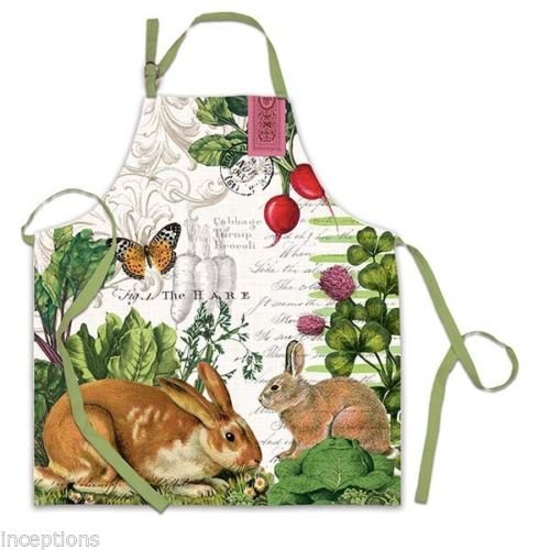 0783050367285 - COTTON APRON GARDEN BUNNY TIES IN BACK, DOUBLE D-RINGS ADJUST THE NECK