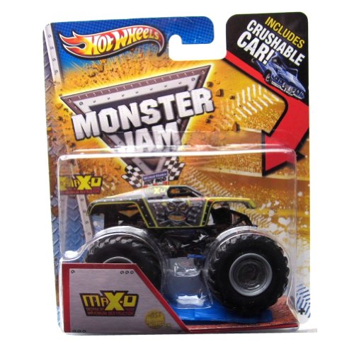 0783329676889 - HOT WHEELS MONSTER JAM, MAX-D DECADE OF MAXIMUM DESTRUCTION (NEW DECO). 1ST EDTIONS 2013, WITH CRUSHABLE CAR. 1:64 SCALE (SMALL TRUCK). BY MATTEL