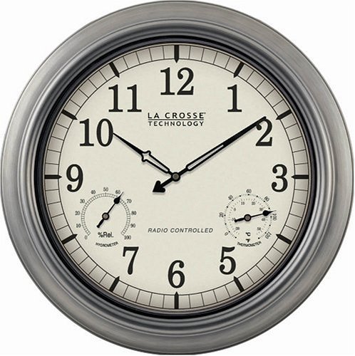0783329931896 - LA CROSSE TECHNOLOGY WT-3181P 18 OUTDOOR ATOMIC WALL CLOCK WITH TEMPERATURE/HUMI