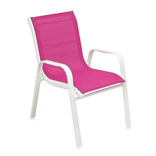 0783424262161 - FUN-TASTIC BLUE KIDS STACKING PATIO CHAIR | OUTDOOR CHAIR | WEATHER RESISTANT | EASY STORAGE (PINK)