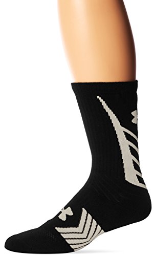 0783466241797 - UNDER ARMOUR MEN'S UNDENIABLE ALL SPORT CREW SOCKS (1 PAIR), BLACK/VEGAS GOLD, YOUTH LARGE