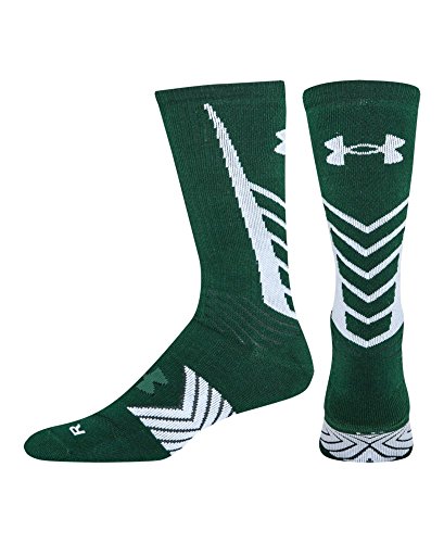 0783466242305 - UNDER ARMOUR MEN'S UNDENIABLE ALL SPORT CREW SOCKS (1 PAIR), FOREST GREEN/WHITE, X-LARGE