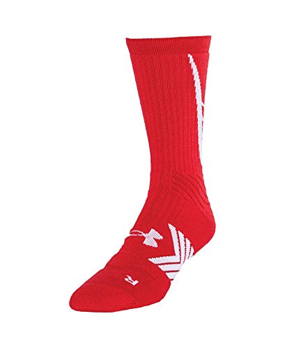 0783466242367 - UNDER ARMOUR MEN'S UNDENIABLE ALL SPORT CREW SOCKS (1 PAIR), RED/WHITE, X-LARGE