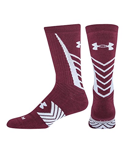0783466245597 - UNDER ARMOUR MEN'S UNDENIABLE ALL SPORT CREW SOCKS (1 PAIR), MAROON/WHITE, LARGE