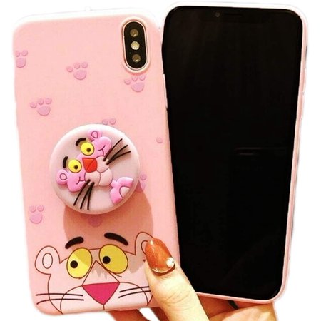 0783515888065 - CUTE PINK PANTHER CASE FOR IPHONE 7 PLUS STAND GRIP SOFT SILICONE COVER GEL PROTECTOR SKIN - ESTUCHE FUNDAS COBERTOR FORRO PANTERA ROSA