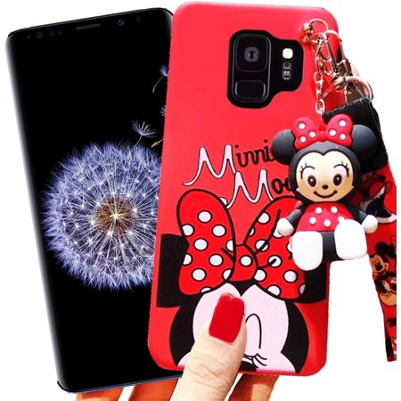 0783515888157 - 3D MINNIE MOUSE CARTOON CASE FOR SAMSUNG GALAXY S9 PLUS - SOFT SILICONE PROTECTOR CASE GEL SHOCKPROOF PHONE COVER WITH LANYARD STRAP AND HANGING TOY ~ ESTUCHE FUNDAS COBERTOR