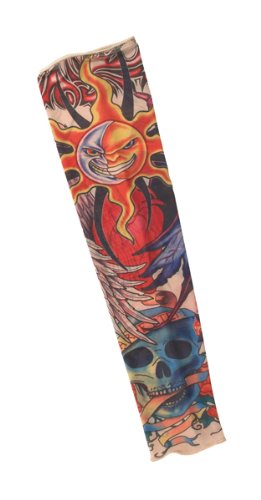 0783719932175 - CALIFORNIA COSTUMES MEN'S PARTY LIKE A ROCK STAR - TATTOO SLEEVE (SKULL N ROSES), MULTI, ONE SIZE