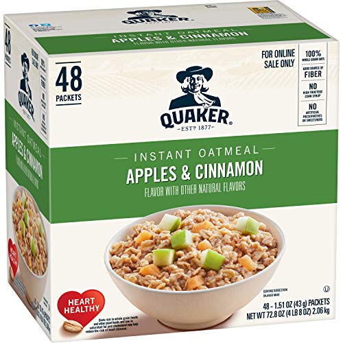 0783759678682 - QUAKER INSTANT OATMEAL, APPLES AND CINNAMON, INDIVIDUAL PACKETS (48 COUNT OF 1.51 OZ PACKETS), 72.8 OZ