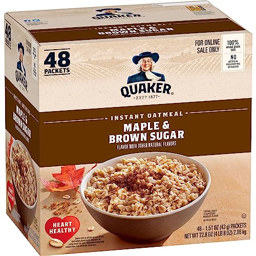 0783759678705 - QUAKER INSTANT OATMEAL, MAPLE & BROWN SUGAR, INDIVIDUAL PACKETS, 48 COUNT