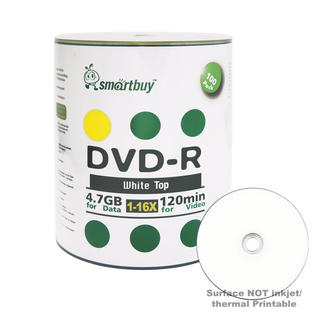 0783942718652 - 100 PACK SMARTBUY 16X DVD-R 4.7GB WHITE TOP DATA VIDEO BLANK RECORDABLE DISC