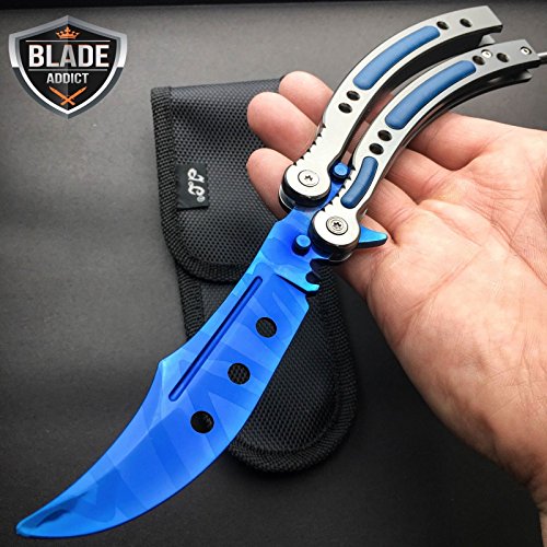 CSGO Blue Slaughter Practice Knife Balisong Butterfly Tactical