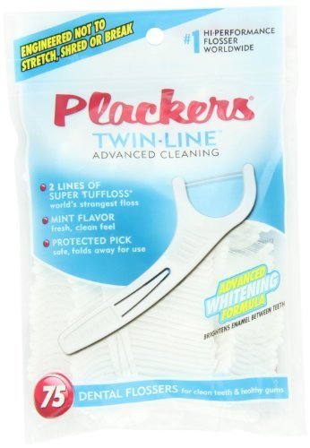 0784179862545 - PLACKERS TWIN LINE WHITENING FLOSSERS, 75 CT (PACK OF 2) BY PLACKERS