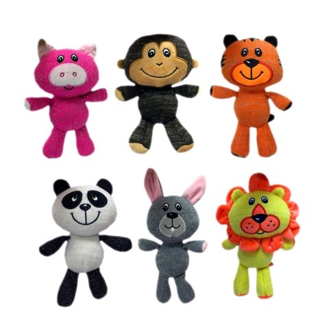 0784369360721 - 8.5 SPARKLE ANIMAL CUDDLE BUDDIES WITH SQUEAKER BY MULTIPET (ONE TOY - STYLES VARY)