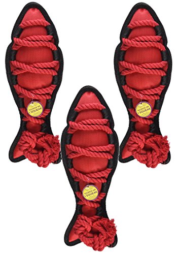 0784369434378 - MULTIPET CROSS-ROPES FISH TOUGH DOG TOY ASSORTED COLORS, 11.5 (3 PACK)