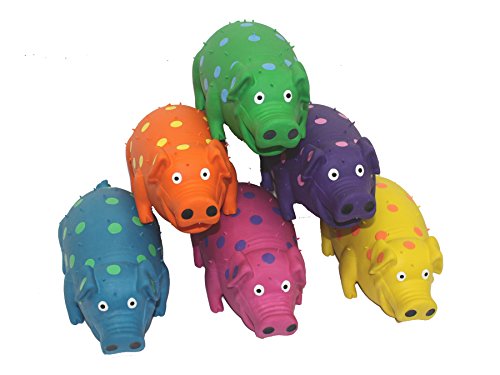 0784369610062 - LATEX POLKA DOT GLOBLET PIG DOG TOY ASSORTED COLORS 1 TOY