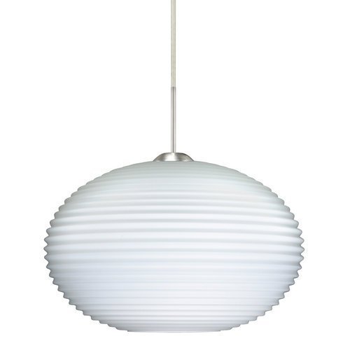 0784497520257 - BESA LIGHTING 1JT-491307-SN 1X100W A19 PAPE PENDANT WITH OPAL RIBBED GLASS, SATIN NICKEL FINISH BY BESA