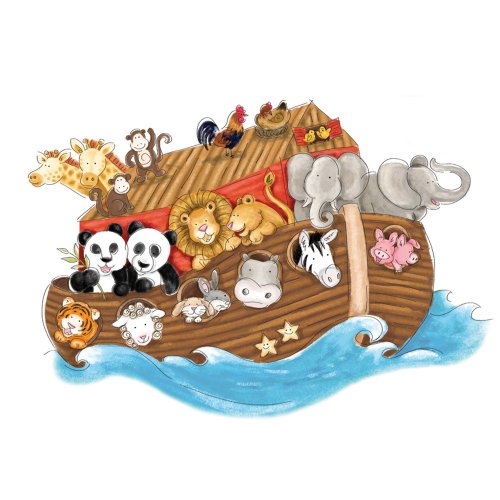 0784497834477 - ROOMMATES RMK2036SLM NOAH'S ARK PEEL AND STICK GIANT WALL DECALS