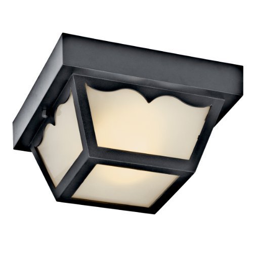 0784497835276 - KICHLER LIGHTING 11027TZ OUTDOOR 2-LIGHT FLUSH MOUNT WITH ETCHED WHITE GLASS, TANNERY BRONZE FINISH BY KICHLER LIGHTING