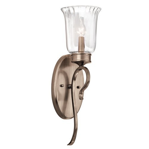 0784497908802 - 43243BRSG MALINA 1-LIGHT WALL SCONCE, BRUSHED SILVER/GOLD FINISH WITH CLEAR GLASS SHADE BY KICHLER LIGHTING