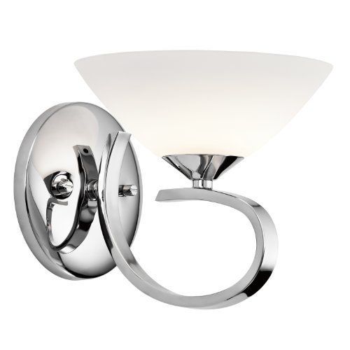 0784497978423 - 45521CH BROOKLANDS 1-LIGHT WALL SCONCE, CHROME FINISH WITH SATIN ETCHED OPAL GLASS BY KICHLER LIGHTING