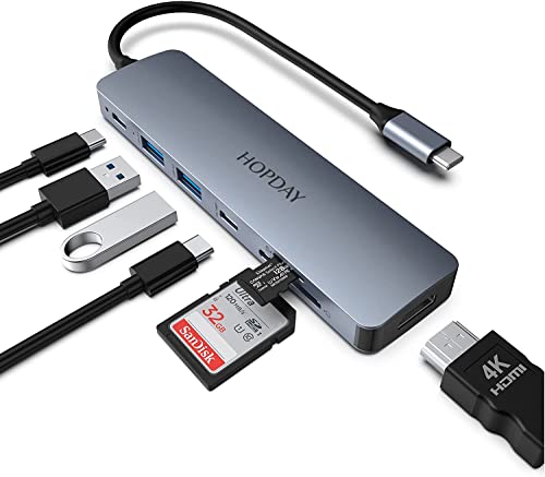 0784581899511 - HOPDAY USB C HUB(7 IN 1), USB C ADAPTER DUAL MONITOR WITH 4K HDMI, 5GBPS USB 3.0 A&C DATA PORTS, 100W PD, SD/TF CARD READER, MULTIPORT USB C DOCKING STATION FOR MACBOOK PRO/AIR,HP,DELL,SURFACE