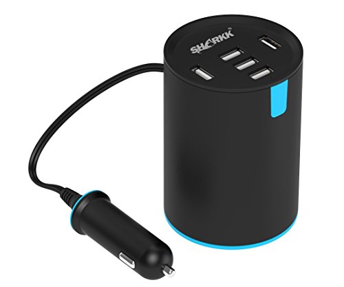 0784672200325 - SHARKK® 5 PORT USB HIGH SPEED CAR CHARGER CUPHOLDER UNIVERSAL 5 PORT HIGH CAPACITY SMARTPORT USB OUTLET WITH RETRACTABLE POWER PLUG. PERFECT TRAVEL PLUG