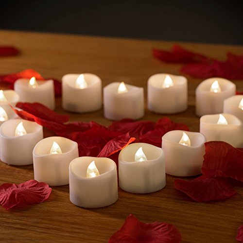 0784672397162 - MARS BATTERY OPERATED CANDLES WITH TIMER FUNCTION BONUS FAUX ROSE PETALS - 12 WHITE BRIGHT BATTERY OPERATED CANDLE- FLICKERING LED TEALIGHTS 1.4X1.4 HEIGHT FOR THANKSGIVING, VALENTINES